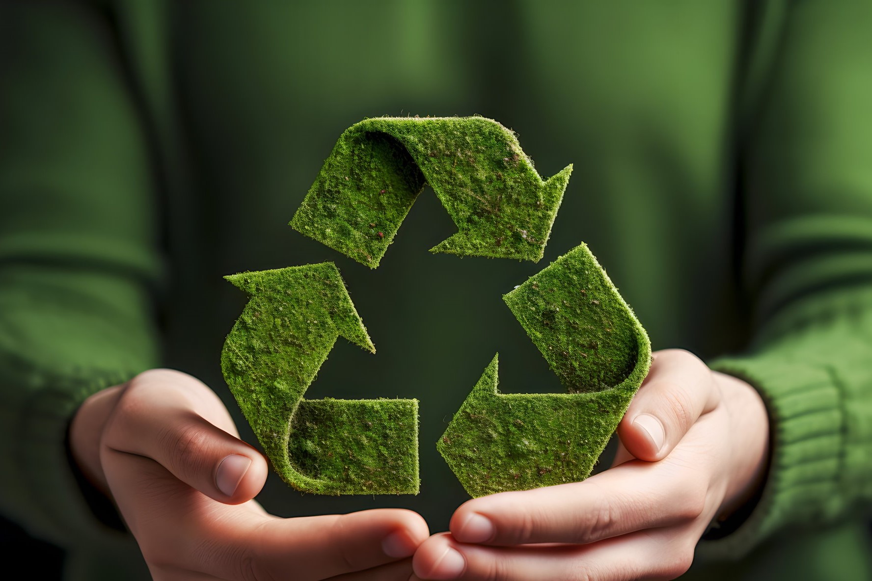 znak obiegu cyrkularnego w dłoniach